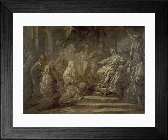 Framed Print : Louis XV recevant le corps de la Ville à l'occasion de la publication de la paix de 1739. Creator: Carle van Loo Framed Print : Louis XV recevant le corps de la Ville à l'occasion de la publication de la paix de 1739. Creator: Carle van Loo