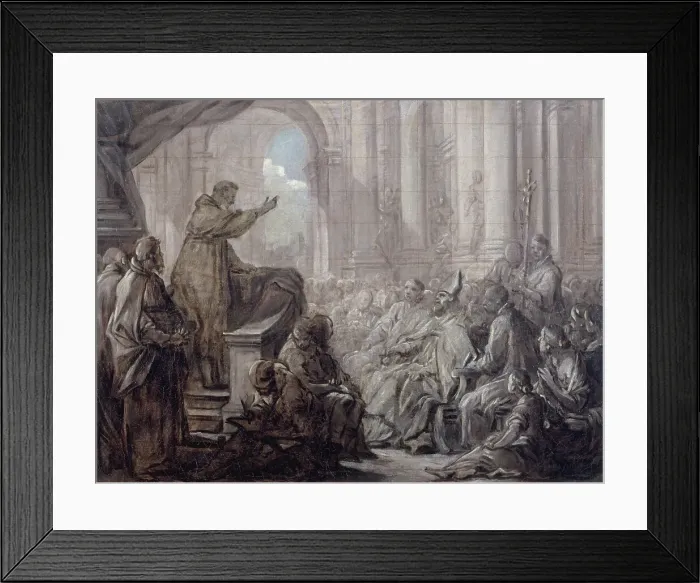 Framed Print : La prédication de saint Augustin devant Valère. Esquisse pour le tableau du chœur de... c1755. Creator: Carle van Loo