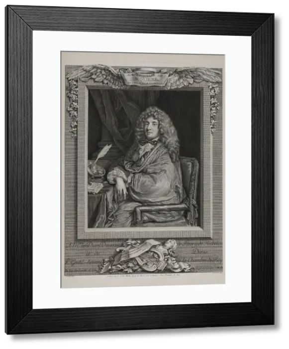 Framed Print : Portrait of the author Moliére (1622-1673), 1774. Creator: Beauvarlet, Jacques Firmin (1731-1797) Framed Print : Portrait of the author Moliére (1622-1673), 1774. Creator: Beauvarlet, Jacques Firmin (1731-1797)