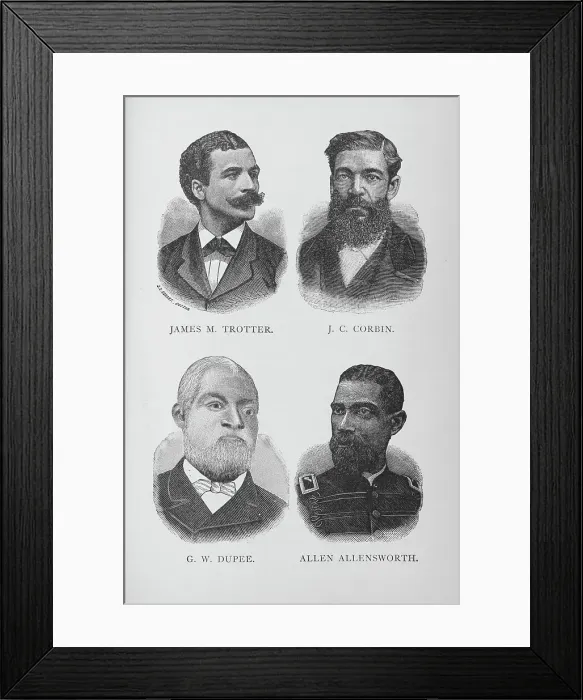 Framed Print : James M. Trotter, J. C. Corbin, G. W. Dupee, Allen Allensworth, 1887. Creator: Unknown Framed Print : James M. Trotter, J. C. Corbin, G. W. Dupee, Allen Allensworth, 1887. Creator: Unknown