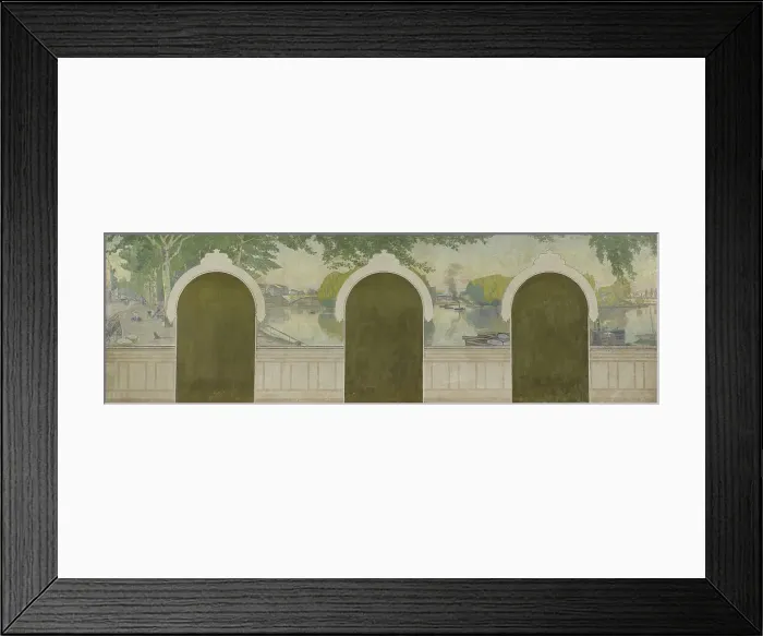 Framed Print : Esquisse pour la mairie d'Asnières : La Seine au pont de Clichy. 1900. Creator: Henri Marius-Camille Bouvet Framed Print : Esquisse pour la mairie d'Asnières : La Seine au pont de Clichy. 1900. Creator: Henri Marius-Camille Bouvet