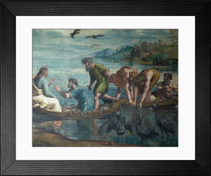 Framed Print : The Miraculous Draught of Fishes. Cartoon for tapestries for the Sistine Chapel, ca 1515. Creator: Raphael (Raffaello Sanzio da Urbino) (1483-1520) Framed Print : The Miraculous Draught of Fishes. Cartoon for tapestries for the Sistine Chapel, ca 1515. Creator: Raphael (Raffaello Sanzio da Urbino) (1483-1520)