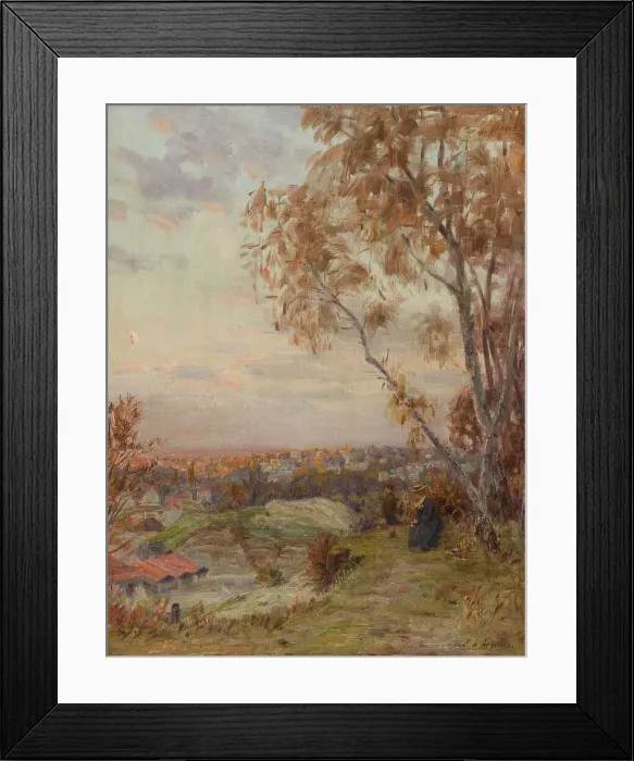 Framed Print : Esquisse pour la salle des mariages de la mairie de Villemomble : Paysage : les hauteurs... 1902. Creator: Eugène d'Argence