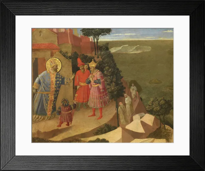 Framed Print : Saint Romuald Forbidding Entry to the Monastery to Emperor Otto III, ca 1430-1435. Creator: Angelico, Fra Giovanni, da Fiesole (ca. 1400-1455) Framed Print : Saint Romuald Forbidding Entry to the Monastery to Emperor Otto III, ca 1430-1435. Creator: Angelico, Fra Giovanni, da Fiesole (ca. 1400-1455)