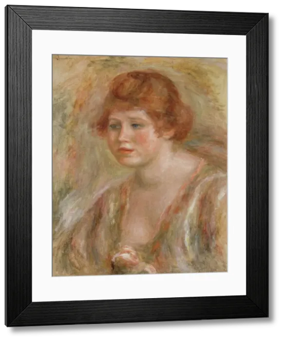 Framed Print : Jeune femme à la rose, between 1918 and 1919. Creator: Pierre-Auguste Renoir Framed Print : Jeune femme à la rose, between 1918 and 1919. Creator: Pierre-Auguste Renoir