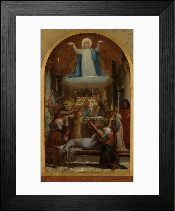 Framed Print : Esquisse pour l'église de La Trinité : Les Malheureux et les pauvres implorent sainte... c.1873. Creator: Felix Joseph Barrias Framed Print : Esquisse pour l'église de La Trinité : Les Malheureux et les pauvres implorent sainte... c.1873. Creator: Felix Joseph Barrias