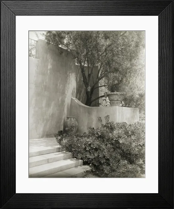 Framed Print : El Fureidis, James Waldron Gillespie house, Parra Grande Lane, Montecito, California, 1917. Creator: Frances Benjamin Johnston. El Fureidis, James Waldron Gillespie house, Parra Grande Lane, Montecito, California, 1917 Framed Print : El Fureidis, James Waldron Gillespie house, Parra Grande Lane, Montecito, California, 1917. Creator: Frances Benjamin Johnston. El Fureidis, James Waldron Gillespie house, Parra Grande Lane, Montecito, California, 1917