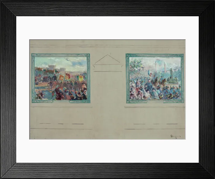 Framed Print : Esquisse pour la mairie du 12ème arrondissement de Paris : Revue militaire. Défilé place... c.1910. Creator: Claude Charles Bourgonnier Framed Print : Esquisse pour la mairie du 12ème arrondissement de Paris : Revue militaire. Défilé place... c.1910. Creator: Claude Charles Bourgonnier