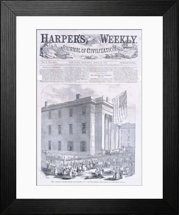 Framed Print : The Abraham Lincoln school for freedmen, New Orleans, Louisiana. 1866-04-21. Creator: Unknown. The Abraham Lincoln school for freedmen, New Orleans, Louisiana. 1866-04-21. Creator: Unknown Framed Print : The Abraham Lincoln school for freedmen, New Orleans, Louisiana. 1866-04-21. Creator: Unknown. The Abraham Lincoln school for freedmen, New Orleans, Louisiana. 1866-04-21. Creator: Unknown