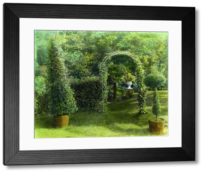Framed Print : Unidentified house and garden, possibly Drumthwacket, Moses Taylor Pyne...New Jersey, c1910 - 1935. Creator: Frances Benjamin Johnston
