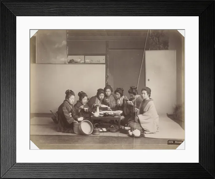 Framed Print : Japanese women at a meal, Between 1870 and 1890. Creator: Anonymous Framed Print : Japanese women at a meal, Between 1870 and 1890. Creator: Anonymous