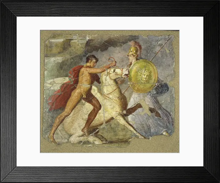 Framed Print : Pegasus and Bellerophon, 1st century. Creator: Roman-Pompeian wall painting Framed Print : Pegasus and Bellerophon, 1st century. Creator: Roman-Pompeian wall painting