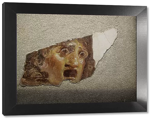 Fragment with tragic theatrical mask, 1st century. Creator: Roman-Pompeian wall painting