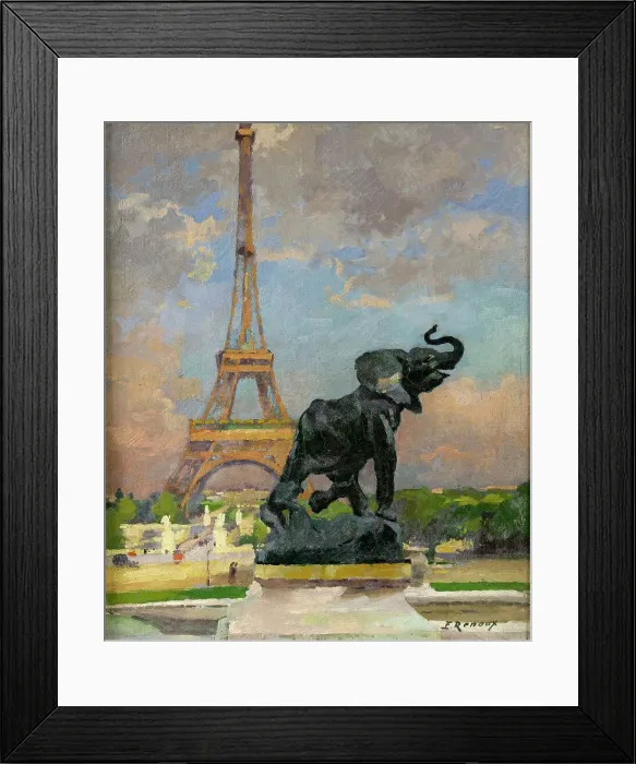Framed Print : L'Eléphant pris au piège de Frémiet et la Tour Eiffel, 1922. Creator: Jules Ernest Renoux Framed Print : L'Eléphant pris au piège de Frémiet et la Tour Eiffel, 1922. Creator: Jules Ernest Renoux