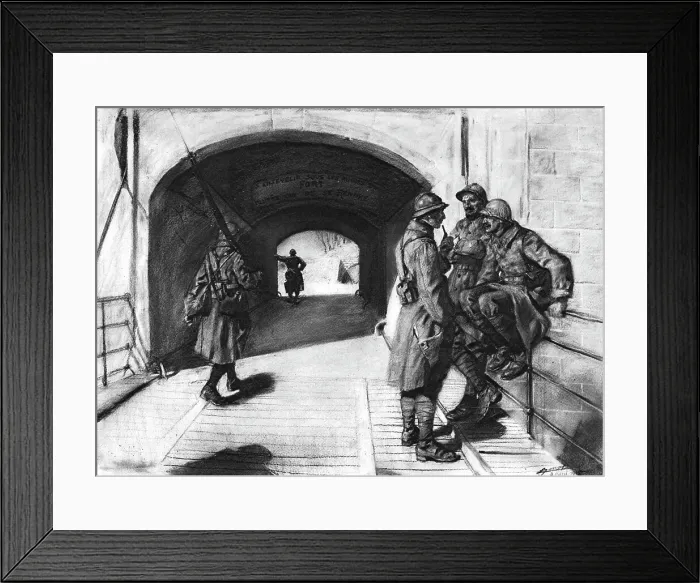 Framed Print : A l'entrée du fort Saint-Michel, au Nord de Verdun; entre deux bombardements, 1916. Creator: Lucien Jonas Framed Print : A l'entrée du fort Saint-Michel, au Nord de Verdun; entre deux bombardements, 1916. Creator: Lucien Jonas