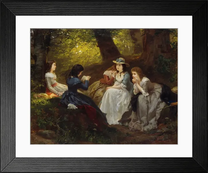 Framed Print : Reading from Goethe's Werther, 1870. Creator: Amberg, Wilhelm August (1822-1899) Framed Print : Reading from Goethe's Werther, 1870. Creator: Amberg, Wilhelm August (1822-1899)