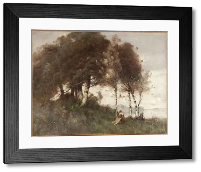 Framed Print : Paysage aux lavandières, after 1870. Creator: Paul-Désiré Trouillebert