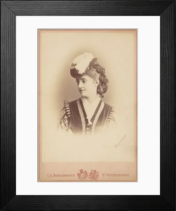 Framed Print : Portrait of the opera singer Adelina Patti (1843-1919), 1870-1875. Creator: Bergamasco, Charles (Karl) (1830-1896) Framed Print : Portrait of the opera singer Adelina Patti (1843-1919), 1870-1875. Creator: Bergamasco, Charles (Karl) (1830-1896)