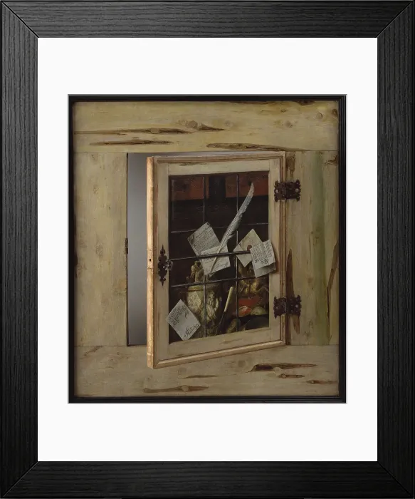 Framed Print : Trompe l'Oeil. A Cabinet of Curiosities with an Ivory Tankard, 1670. Creator: Gijsbrechts, Cornelis Norbertus (before 1657-after 1675) Framed Print : Trompe l'Oeil. A Cabinet of Curiosities with an Ivory Tankard, 1670. Creator: Gijsbrechts, Cornelis Norbertus (before 1657-after 1675)