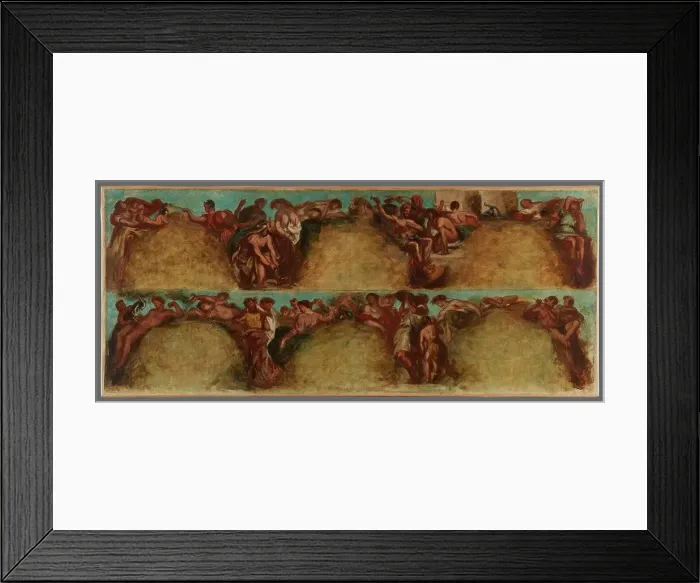 Framed Print : Esquisse pour le salon du Roi du Palais Bourbon - L'Agriculture. La Guerre, begins 1849 ends 1854. Creator: Pierre Andrieu