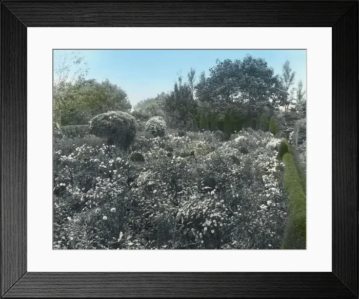Framed Print : Unidentified house and garden, probably Virginia, between 1910 and 1935. Creator: Frances Benjamin Johnston Framed Print : Unidentified house and garden, probably Virginia, between 1910 and 1935. Creator: Frances Benjamin Johnston