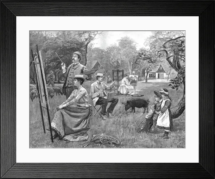 Framed Print : A Day with the Sketching Club at Bushey, 1890. Creator: Unknown Framed Print : A Day with the Sketching Club at Bushey, 1890. Creator: Unknown