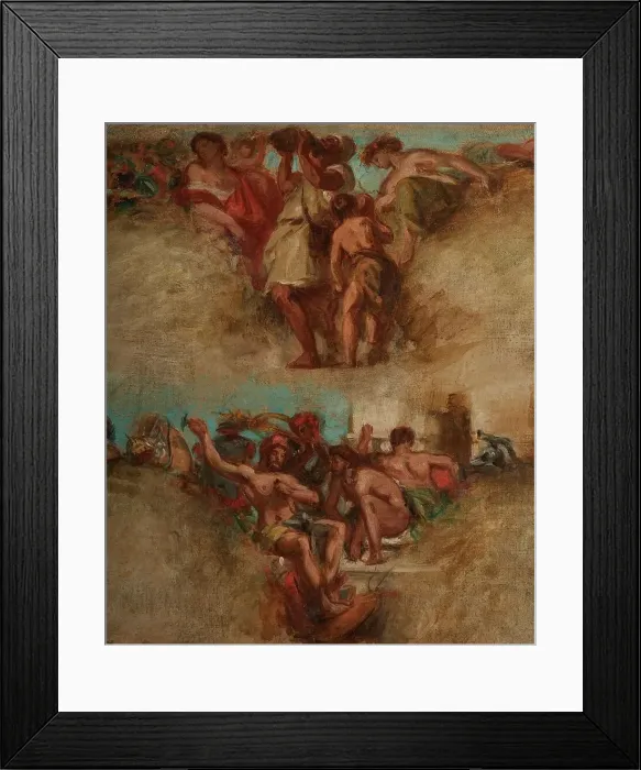 Framed Print : Esquisse pour le salon du Roi du Palais Bourbon - L'Agriculture. La Guerre, begins 1849 ends 1854. Creator: Pierre Andrieu