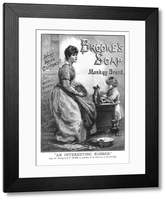Framed Print : Brooke's Soap monkey brand; An interesting rubber, 1890. Creator: Unknown Framed Print : Brooke's Soap monkey brand; An interesting rubber, 1890. Creator: Unknown