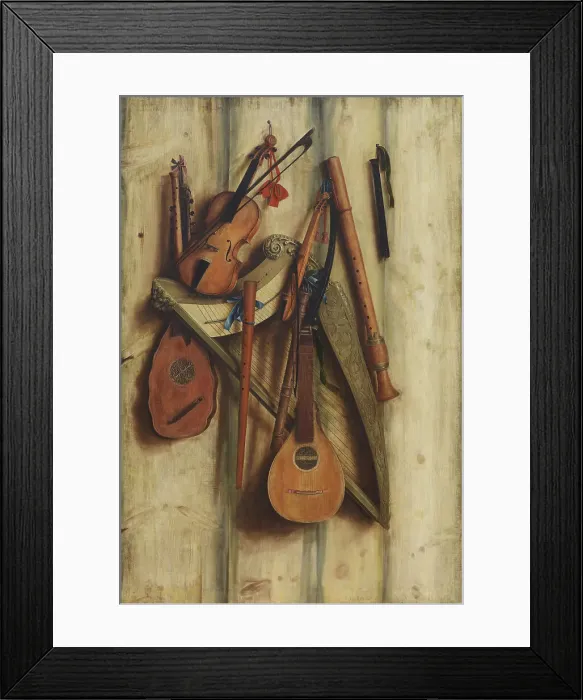 Framed Print : Trompe l'oeil with Musical Instruments, 1672. Creator: Gijsbrechts, Franciscus (1649-after 1677) Framed Print : Trompe l'oeil with Musical Instruments, 1672. Creator: Gijsbrechts, Franciscus (1649-after 1677)