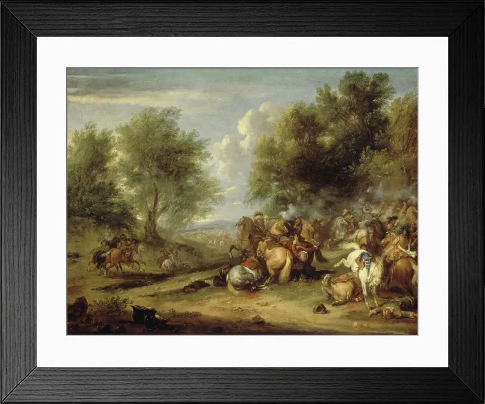 Framed Print : Choc de cavalerie ou Combat de cavalerie, between 1652 and 1690. Creator: Adam Frans van der Meulen