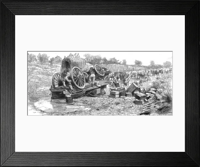 Framed Print : The Pioneer Corps of the British South African Company on the way to Mashonaland; A common occurre Creator: Unknown Framed Print : The Pioneer Corps of the British South African Company on the way to Mashonaland; A common occurre Creator: Unknown