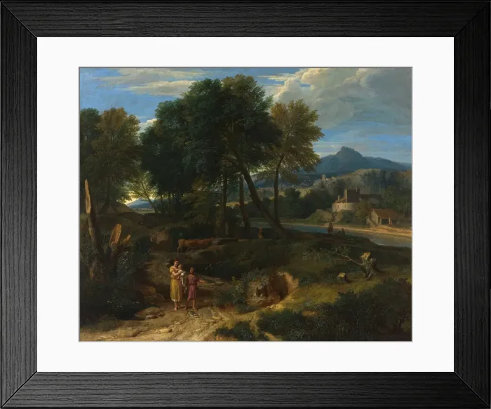 Framed Print : Pastorale avec un jeune pâtre et une femme avec un enfant dans les bras, between 1662 and 1679. Creator: Francisque Millet Framed Print : Pastorale avec un jeune pâtre et une femme avec un enfant dans les bras, between 1662 and 1679. Creator: Francisque Millet