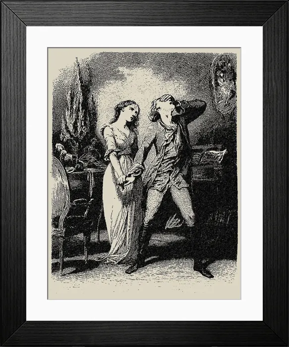 Framed Print : Illustration for Das Leiden des jungen Werthers (The Sorrows Of Young Werther), by Goethe, 1844. Creator: Johannot, Tony (1803-1852) Framed Print : Illustration for Das Leiden des jungen Werthers (The Sorrows Of Young Werther), by Goethe, 1844. Creator: Johannot, Tony (1803-1852)