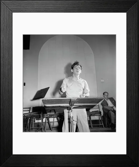 Framed Print : Portrait of Leonard Bernstein, Carnegie Hall, New York, N.Y. 1946. Creator: William Paul Gottlieb Framed Print : Portrait of Leonard Bernstein, Carnegie Hall, New York, N.Y. 1946. Creator: William Paul Gottlieb