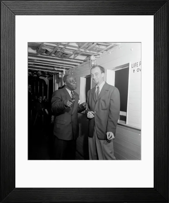 Framed Print : Portrait of Rudi Blesh and Baby Dodds, Riverboat on the Hudson, N.Y. ca. July 1947. Creator: William Paul Gottlieb Framed Print : Portrait of Rudi Blesh and Baby Dodds, Riverboat on the Hudson, N.Y. ca. July 1947. Creator: William Paul Gottlieb