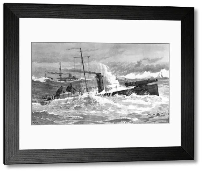 Framed Print : The Naval Manoeuvers; Torpedo Boats in a Gale, 1890. Creator: J Nash Framed Print : The Naval Manoeuvers; Torpedo Boats in a Gale, 1890. Creator: J Nash