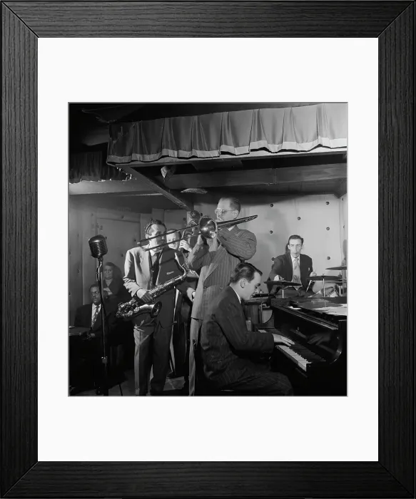 Framed Print : Portrait of Charlie Ventura, Curley Russell, Bill Harris, Ralph Burns...Three Deuces, N.Y. 1947. Creator: William Paul Gottlieb Framed Print : Portrait of Charlie Ventura, Curley Russell, Bill Harris, Ralph Burns...Three Deuces, N.Y. 1947. Creator: William Paul Gottlieb