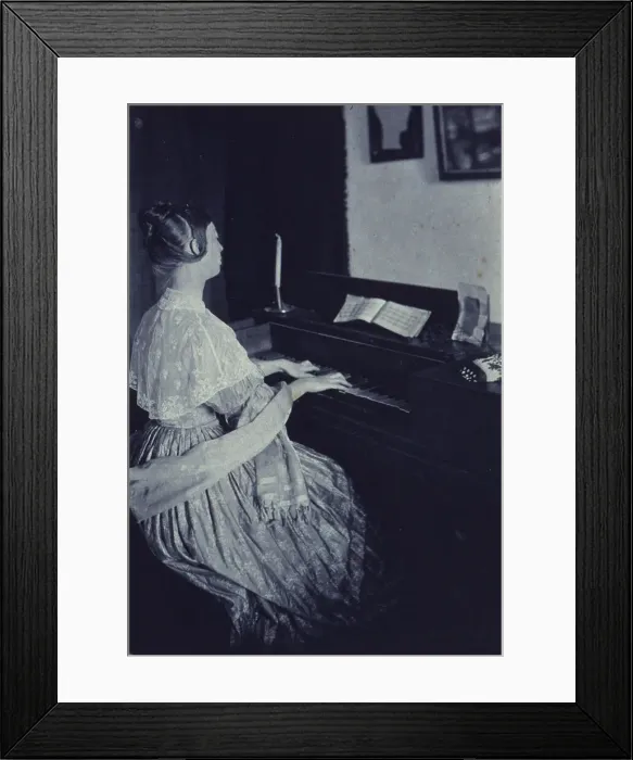 Framed Print : At the spinet, c1900. Creator: Frances S. Allen Framed Print : At the spinet, c1900. Creator: Frances S. Allen