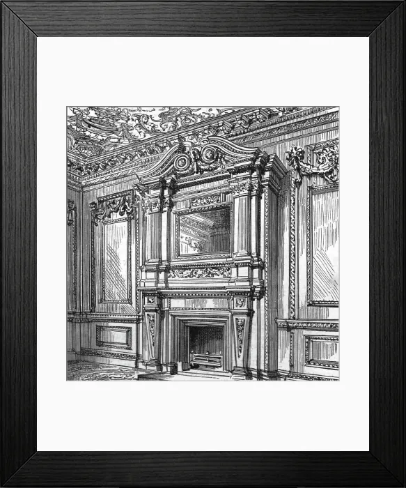 Framed Print : An old London Mansion - Cowfields, 30 Old Burlington Street, Mantelpiece on Ground Floor, 1886. Creator: Unknown Framed Print : An old London Mansion - Cowfields, 30 Old Burlington Street, Mantelpiece on Ground Floor, 1886. Creator: Unknown