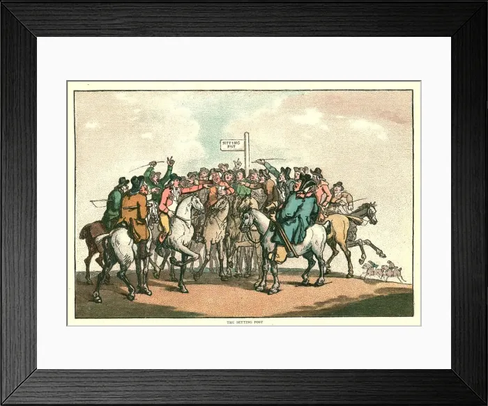 Framed Print : The Humours of Horse Racing, the Betting Post, c1816 (1886). Creator: Unknown Framed Print : The Humours of Horse Racing, the Betting Post, c1816 (1886). Creator: Unknown
