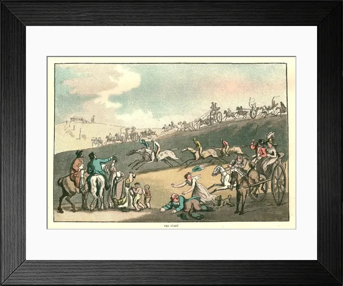 Framed Print : The Humours of Horse Racing, The Start, c1816 (1886). Creator: Unknown Framed Print : The Humours of Horse Racing, The Start, c1816 (1886). Creator: Unknown
