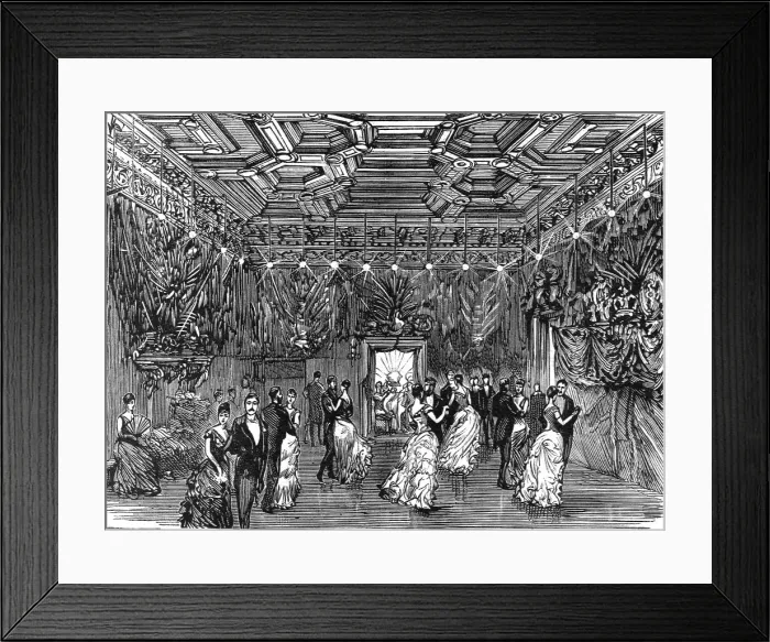 Framed Print : Reception and Ball at Dover House, the official residence of Lord Dalhousie; The Ball Room, 1886. Creator: Unknown Framed Print : Reception and Ball at Dover House, the official residence of Lord Dalhousie; The Ball Room, 1886. Creator: Unknown