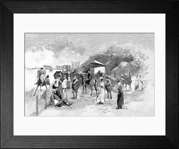 Framed Print : The Racing Season at Newmarket; Watching the preliminary canter, 1890. Creator: Unknown Framed Print : The Racing Season at Newmarket; Watching the preliminary canter, 1890. Creator: Unknown