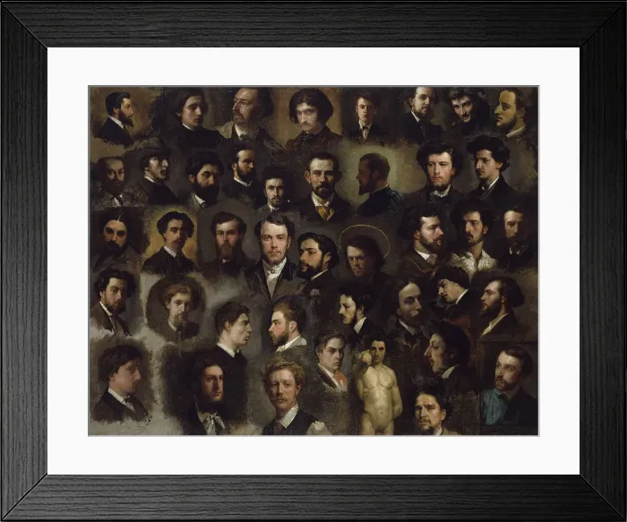 Framed Print : Quarante-trois portraits de peintres de l'atelier Gleyre, between 1856 and 1868. Creator: Unknown Framed Print : Quarante-trois portraits de peintres de l'atelier Gleyre, between 1856 and 1868. Creator: Unknown