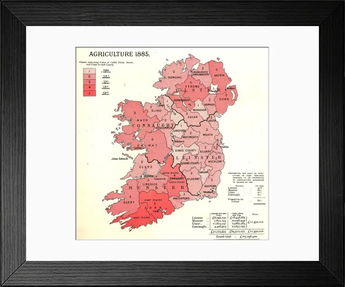 Framed Print : The Graphic Statistical Maps of Ireland; Agriculture 1885, 1886. Creator: Unknown Framed Print : The Graphic Statistical Maps of Ireland; Agriculture 1885, 1886. Creator: Unknown