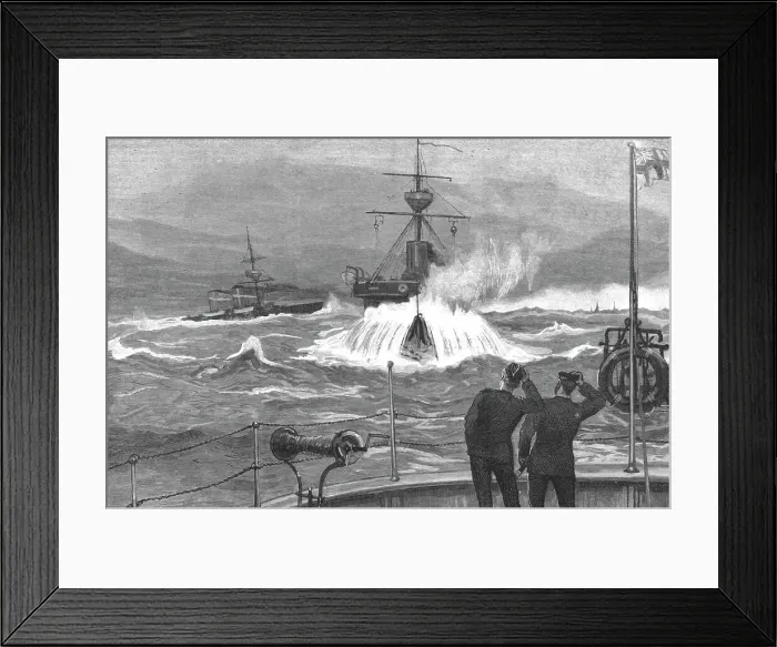 Framed Print : An Autumn Cruise with the Channel Squadron; An Ironclad in a heavy sea making Neptunes Beard's, Creator: Unknown. An Autumn Cruise with the Channel Squadron; An Ironclad in a heavy sea making Neptunes Beard's, Creator: Unknown Framed Print : An Autumn Cruise with the Channel Squadron; An Ironclad in a heavy sea making Neptunes Beard's, Creator: Unknown. An Autumn Cruise with the Channel Squadron; An Ironclad in a heavy sea making Neptunes Beard's, Creator: Unknown