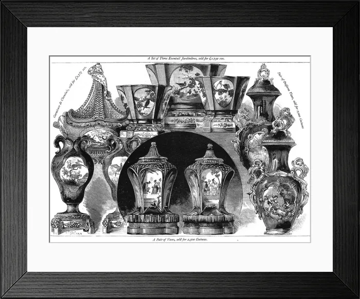 Framed Print : Sale of Old Porcelain belonging to the late Earl of Dudley, 1886. Creator: Unknown Framed Print : Sale of Old Porcelain belonging to the late Earl of Dudley, 1886. Creator: Unknown
