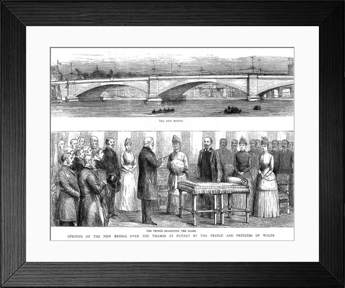 Framed Print : The Opening of the new bridge over the Thames at Putney by the Prince and Princess of Wales, 1886. Creator: Unknown Framed Print : The Opening of the new bridge over the Thames at Putney by the Prince and Princess of Wales, 1886. Creator: Unknown