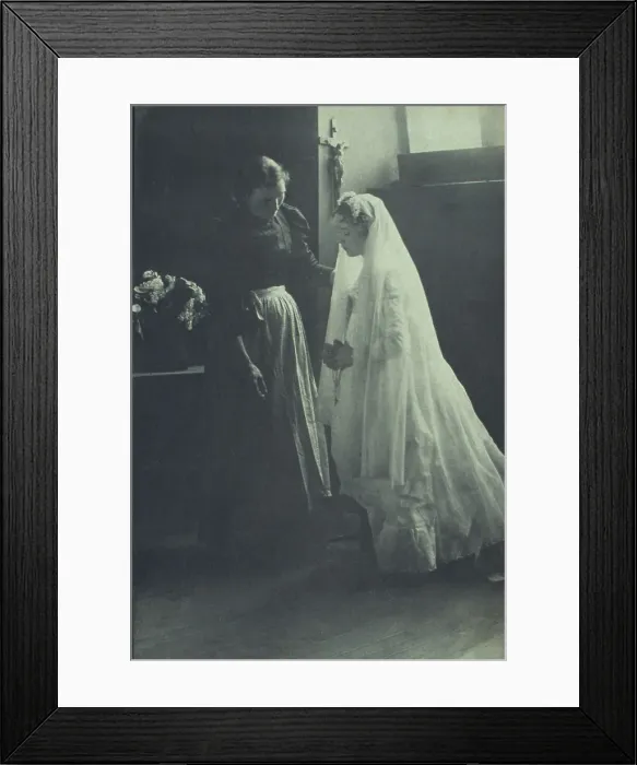Framed Print : Young woman at her first communion with an attendant, c1900. Creator: Elizabeth B. Brownell Framed Print : Young woman at her first communion with an attendant, c1900. Creator: Elizabeth B. Brownell