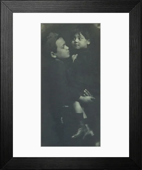 Framed Print : Young boy holding a smaller child, c1900. Creator: Elizabeth B. Brownell Framed Print : Young boy holding a smaller child, c1900. Creator: Elizabeth B. Brownell